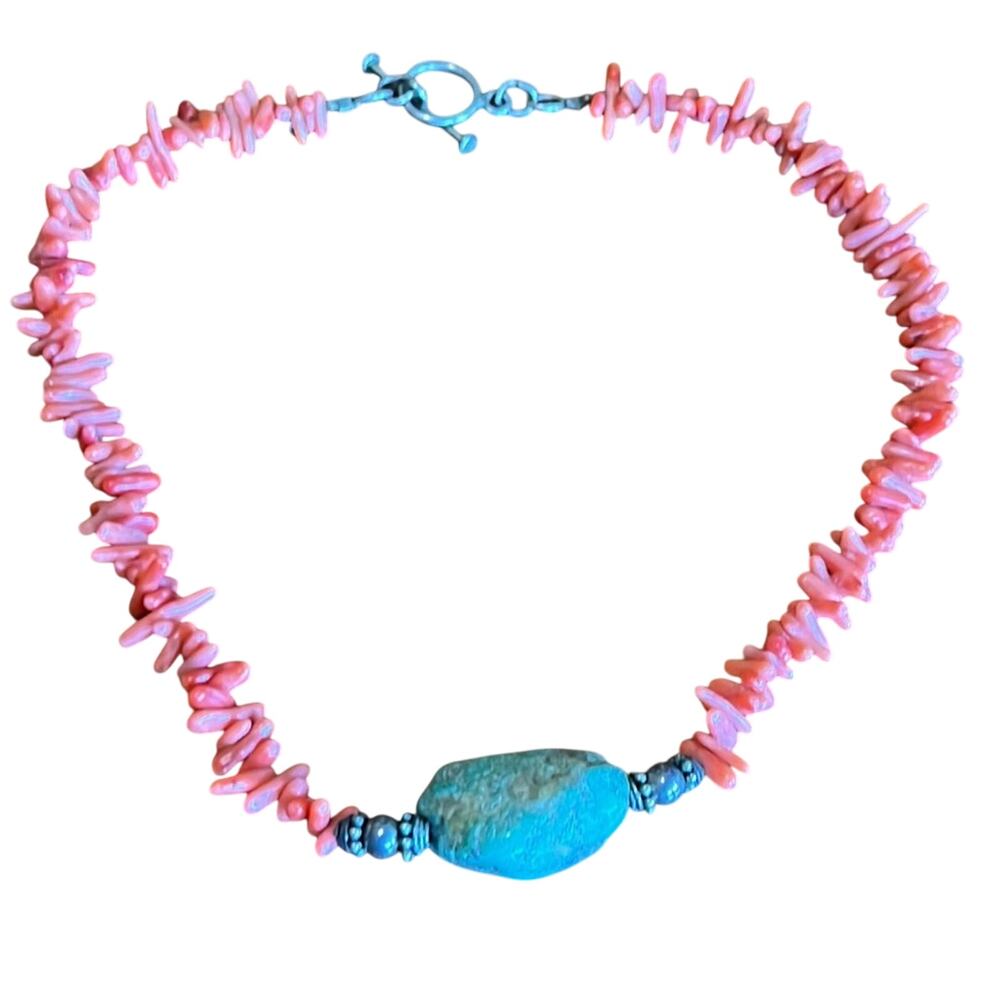 Coral and Jade Choker Necklace